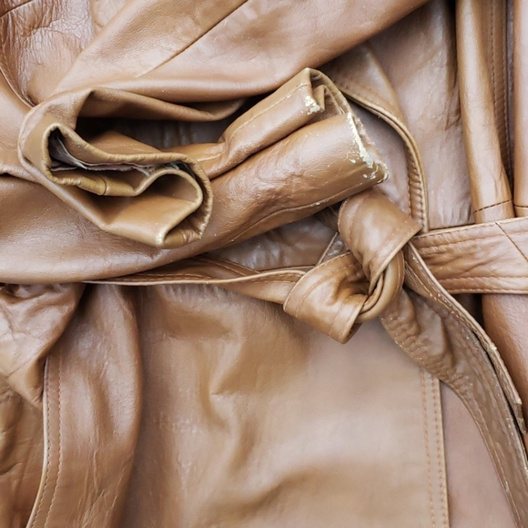 Vintage 1960s Belted Leather Duster Topper Coat - Picture 15 of 15